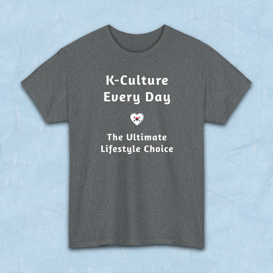 K-culture every day the ultimate lifestyle choice Korean Wave Hallyu 한류 fandom gray t-shirt by Kjota