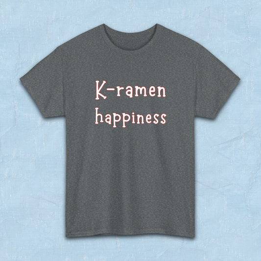 Korean ramen lover happiness fan t-shirt flatlay gray by Kjota