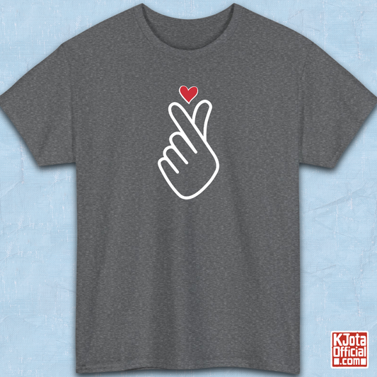 inger heart Korean saranghaeyo I love you K-pop Hallyu K-wave fan t-shirt gray flatlay by K-Jota