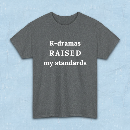 K-dramas raised my standards fan t-shirt gray by Kjota