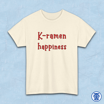Korean ramen lover happiness fan t-shirt flatlay beige by Kjota