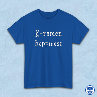 Korean ramen lover happiness fan t-shirt flatlay blue by Kjota