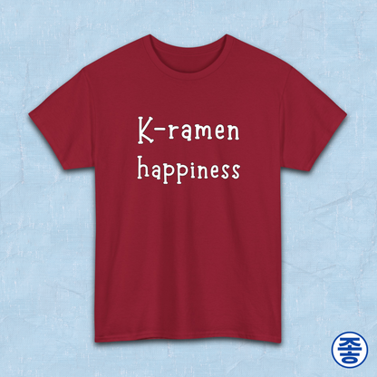 Korean ramen lover happiness fan t-shirt flatlay red by Kjota