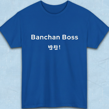 Banchan Boss Korean food side dishes fan t-shirt royal flatlay by K-Jota