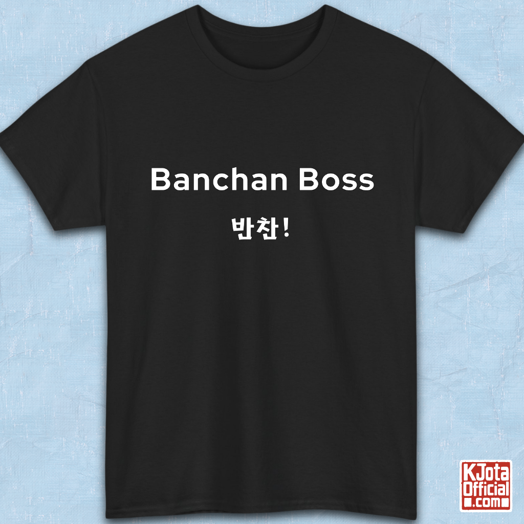 “Banchan Boss 반찬!” Korean side dish foodie black t-shirt flatlay by K-Jota