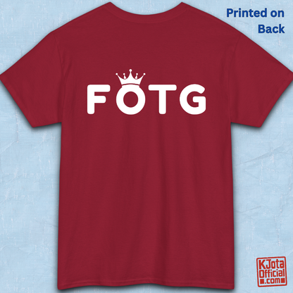 FOTG Face of the Group K-Pop idols member role bias in boy bands and girl groups, red t-shirt backside flatlay by K-Jota