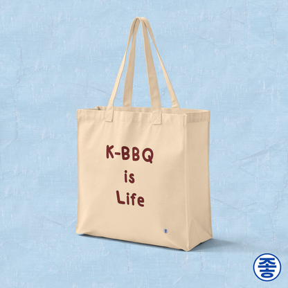 K-BBQ is life for Korean food fans beige canvas tote bag by Kjota