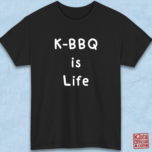 K-BBQ Is Life tee for Korean food fans black t-shirt overlay by K-Jota