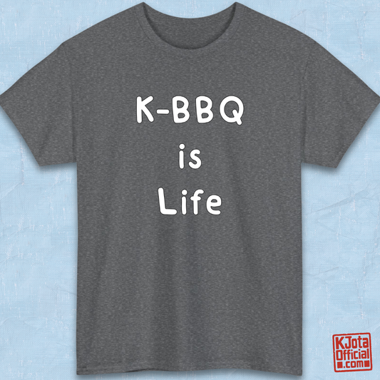 K-BBQ Is Life tee for Korean food fans gray t-shirt overlay by K-Jota
