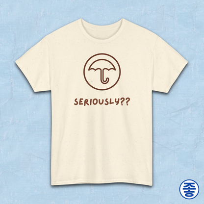 Dalgona candy umbrella design inspired by Squid Game Korean street snack honeycomb candy on beige t-shirt by Kjota