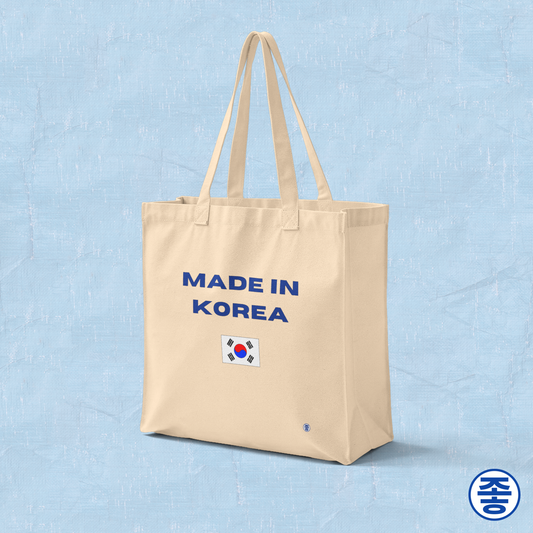 Made in Korea Korean culture pride Hallyu 한류 and travel beige canvas tote bag by Kjota