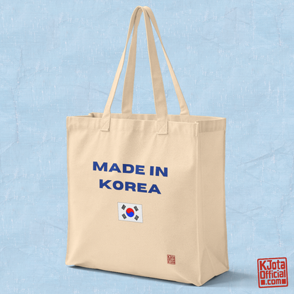 Made in Korea Korean culture fandom travel beige canvas tote bag by K-Jota