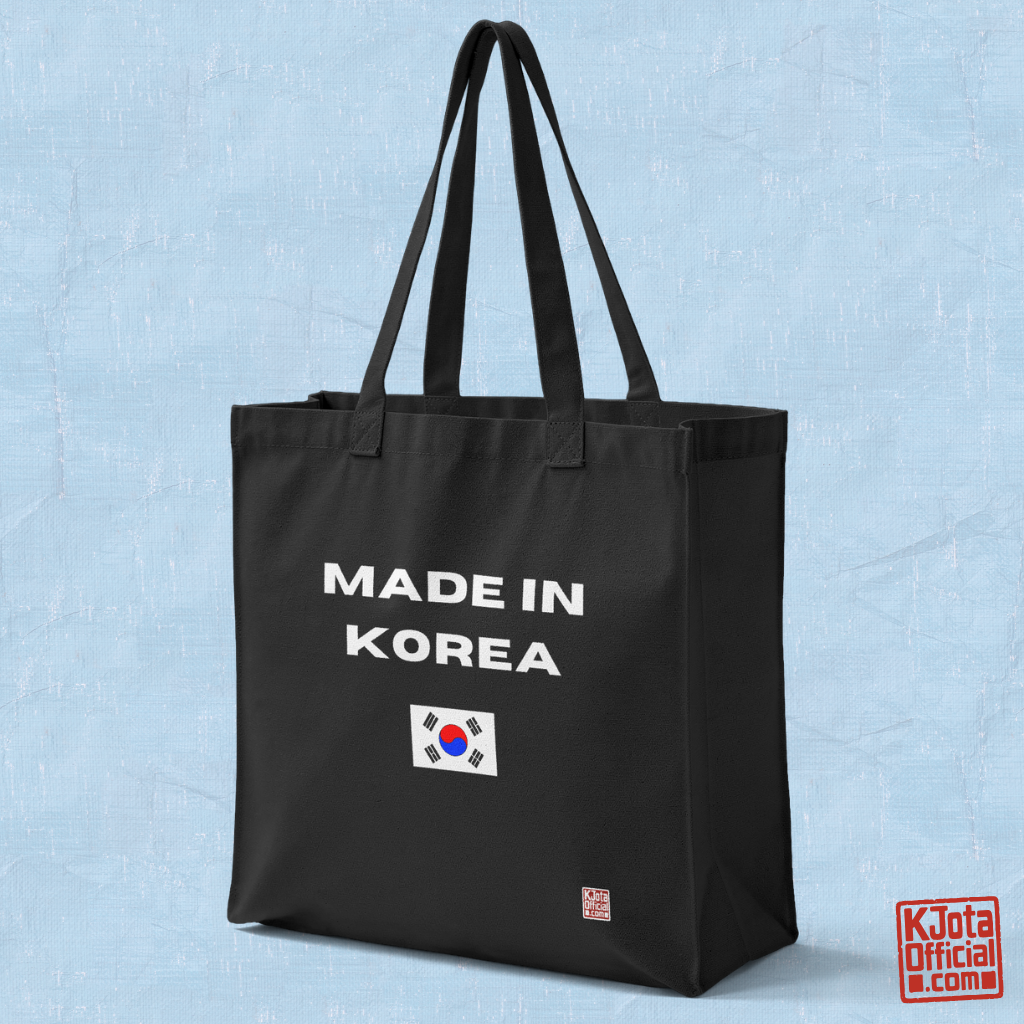 Made in Korea Korean culture fandom travel black canvas tote bag by K-Jota