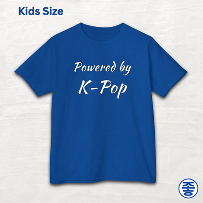 Powered by K-pop fan kids t-shirt blue by Kjota