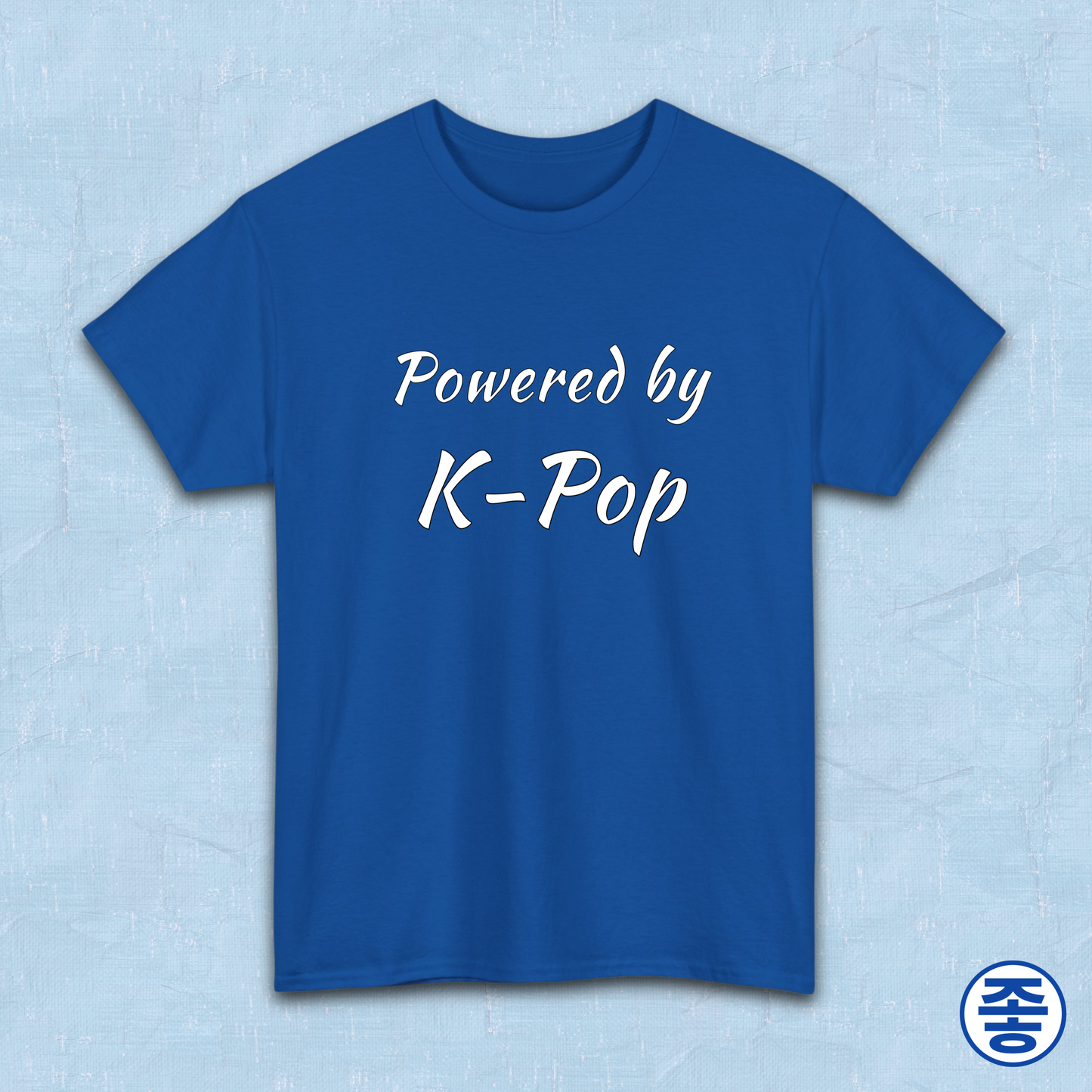 Powered by K-pop fan t-shirt blue by Kjota