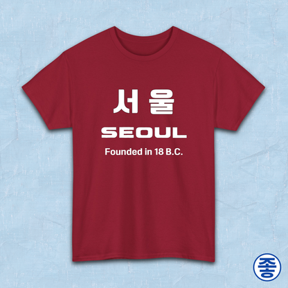 Seoul Korea founded in 18 BC travel Korean city red travel t-shirt