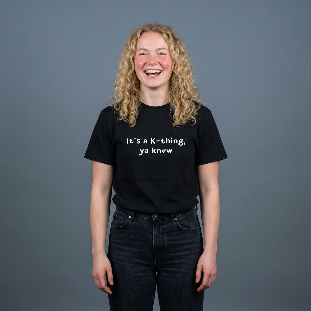 woman wearing It’s a K-thing, Ya Know Korean culture K-wave 한류 fan t-shirt black by Kjota