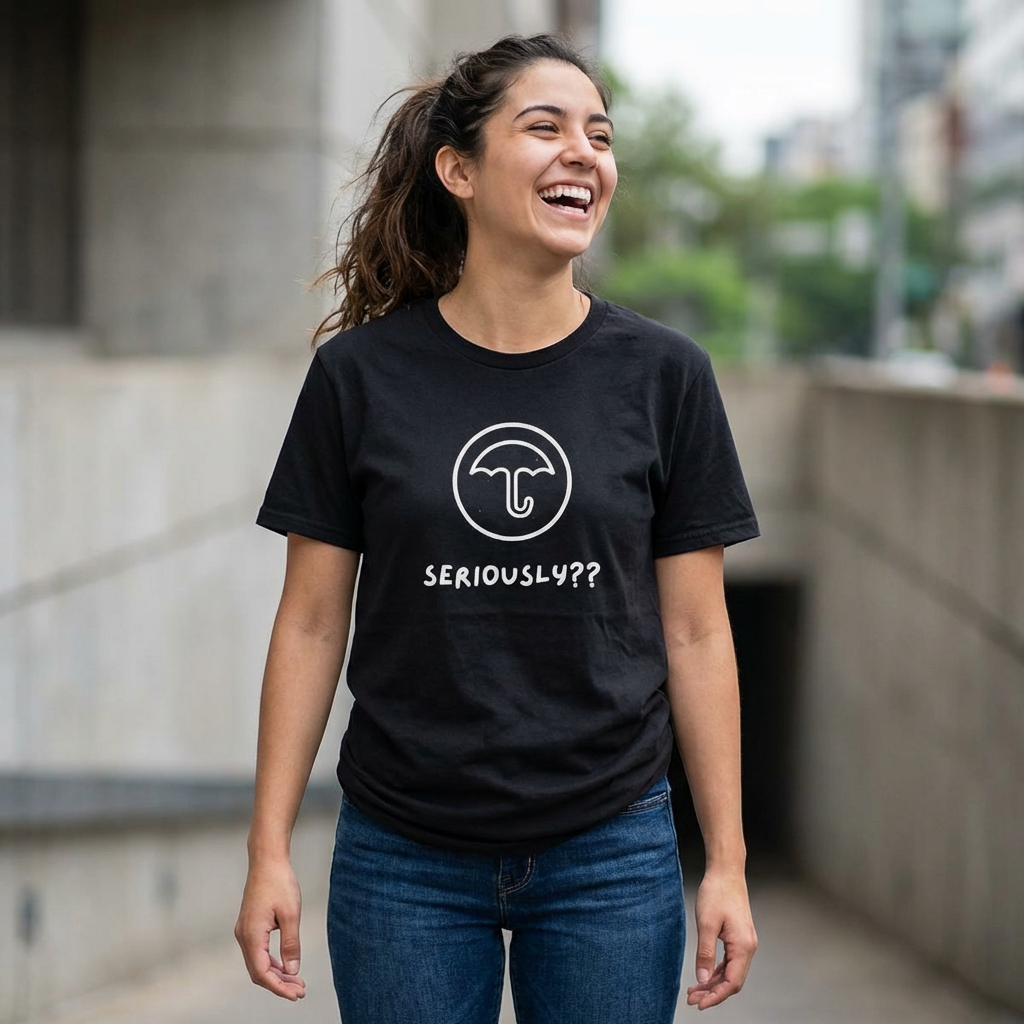 woman wearing Dalgona candy umbrella design inspired by Squid Game Korean street snack honeycomb candy on black t-shirt by Kjota