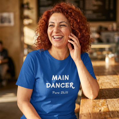 woman wearing main dancer K-pop fan t-shirt blue by Kjota