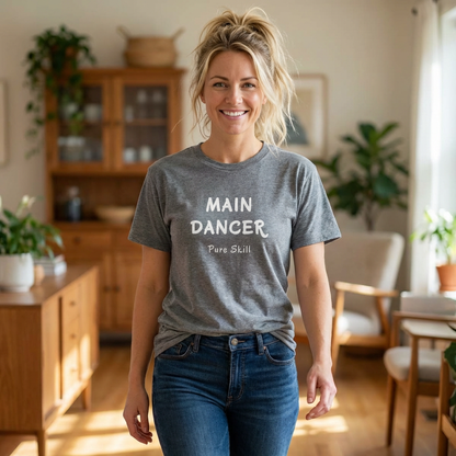 woman wearing main dancer K-pop fan t-shirt gray by Kjota